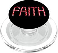 FAITH - Christian Faith Candy Cane Red & White Christmas PopSockets PopGrip per MagSafe