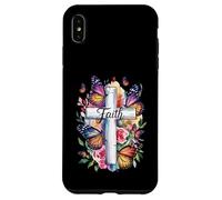 Faith Cross Butterflies Floral Religious Christ Flowers Custodia per iPhone XS Max