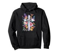 Faith Cross Butterflies Floral Religious Christ Flowers Felpa con Cappuccio
