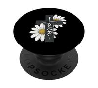 Faith Cross Daisy Christian Citazione Gesù Cristo Tema Dio PopSockets PopGrip Adesivo