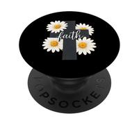 Faith Cross Daisy Christian Citazione Gesù Cristo Tema Dio PopSockets PopGrip Adesivo