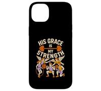Faith Fitness His Grace Is My Strength Cool Mens Bibbia Verse Custodia per iPhone 14 Plus