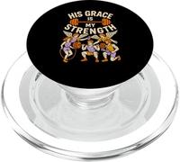 Faith Fitness His Grace Is My Strength Cool Mens Bibbia Verse PopSockets PopGrip per MagSafe