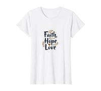 Faith Hope Love Christian Inspirational Citazione Anchor Heart Maglietta, Donna, Bianco, S