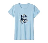Faith Hope Love Christian Inspirational Citazione Anchor Heart Maglietta, Donna, Celeste, S