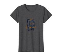 Faith Hope Love Christian Inspirational Citazione Anchor Heart Maglietta, Donna, Grigio Scuro, S
