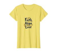 Faith Hope Love Christian Inspirational Citazione Anchor Heart Maglietta, Donna, Limone, S