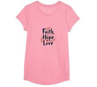 Faith Hope Love Christian Inspirational Citazione Anchor Heart Maglietta, Ragazze, Rosa, S
