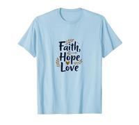 Faith Hope Love Christian Inspirational Citazione Anchor Heart Maglietta, Uomo, Celeste, S