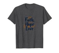 Faith Hope Love Christian Inspirational Citazione Anchor Heart Maglietta, Uomo, Grigio Scuro, S