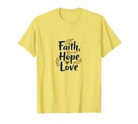 Faith Hope Love Christian Inspirational Citazione Anchor Heart Maglietta, Uomo, Limone, S