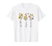 Faith Hope Love, Design ispiratore a Forma di Farfalle Floreali Maglietta