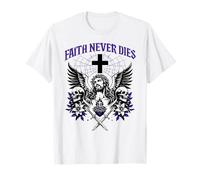 Faith Never Dies, Teschi di Gesù in Stile Gotico Cristiano per Uomo e Donna Maglietta