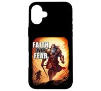 Faith Over Fear - David Goliath Epic Bible Comic Graphic Custodia per iPhone 16 Plus