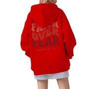 Faith Over Fear - Felpe con cappuccio da donna, con stampa alla moda, personalizzate, con coulisse e cappuccio, foderate in pile cristiano, con Gesù, Y2K, tinta unita, backwoods Workou Cool, Rosso, L