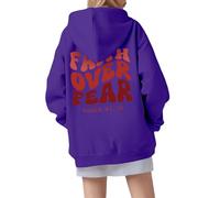Faith Over Fear - Felpe con cappuccio da donna, con stampa alla moda, personalizzate, con coulisse e cappuccio, foderate in pile cristiano, con Gesù, Y2K, tinta unita, backwoods Workou Cool, Viola, L