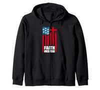 Faith Over Fear Preghiera America Pride Bandiera USA Bandiera americana Felpa con Cappuccio