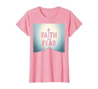Faith Over Fear Religious Inspirational Abbigliamento Uomo Maglietta, Donna, Rosa, L