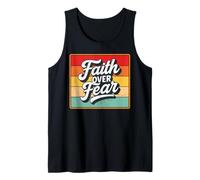 Faith Over Fear Retro Vintage Christian Men Women Kids Canotta