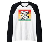 Faith Over Fear Retro Vintage Christian Men Women Kids Maglia con Maniche Raglan