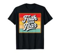 Faith Over Fear Retro Vintage Christian Men Women Kids Maglietta