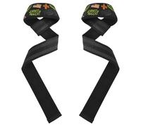 Faith - Polsiere e cinghie per sollevamento fianchi, antiscivolo, 66 cm, colore: verde fluo, nero, coppia di cinghie da palestra per powerlifting, allenamento della forza, bodybuilding