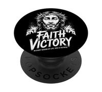 Faith Victory Testa di Cristo Christian Streetwear PopSockets PopGrip Adesivo