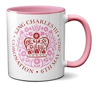 Faithful Prints Kings Coronation Mug 2023 Ufficiale Emblema Tazza Re Carlo III Commemorativo Souvenir Regalo Sua Maestà Il Re Reale Memorabilia Regali Incoronazione Memorabilia Rosa