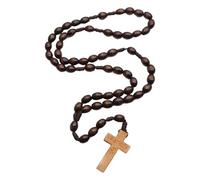 Faithful Rosario unisex in legno naturale con croce per preghiera religiosa