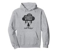 Faithful Through Storms: all My Life Inspirational Citazione Felpa con Cappuccio, Unisex per Adulti, Grigio Melange, S
