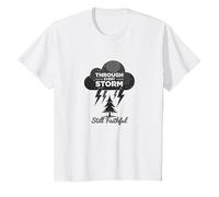 Faithful Through Storms: all My Life Inspirational Citazione Maglietta, Bambini, Bianco, 8 Anni