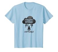 Faithful Through Storms: all My Life Inspirational Citazione Maglietta, Bambini, Celeste, 12 Anni