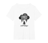 Faithful Through Storms: all My Life Inspirational Citazione Maglietta, Donna Plus-Size, Bianco, 6X
