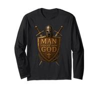 Faithful Warrior Man of God Christian Men Knight Armor Dad Maglia a Manica