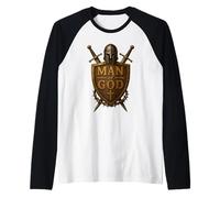 Faithful Warrior Man of God Christian Men Knight Armor Dad Maglia con Maniche Raglan