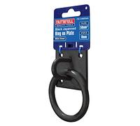 Faithfull Anello su Piastra da 8 mm - Staffa per fune in acciaio laccato nero con base preforata (50 x 50 mm) per rimorchi, biciclette, amache e stendibiancheria