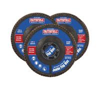 Faithfull FAIFD11580Z3 - Set di dischi lamellari in zirconio da 115 mm, grana 80, dischi abrasivi per smerigliatrice angolare per levigatura di metallo, legno, plastica, 3 pezzi