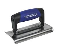 Faithfull FAIPTEDG6SS Prestige - Cazzuola in acciaio INOX per bordi di cemento, 150 x 75 mm, colore: argento/nero/blu