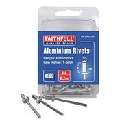 Faithfull FalAR3S100 - Set di 100 rivetti corti in alluminio, ø 3 mm