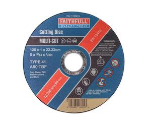 Faithfull Multiuso Taglio Disco 125 x 1.0 x 22.23mm (Confezione 10) FAI12510MUL