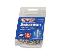 Faithfull Rivetti IN Alluminio 3.2 x 10mm Medio Pre-pack Di 100 FAIAR3M100