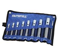Faithfull Set di chiavi a tubo doppie 8 pezzi, 16 misure (6-22 mm) con leva di serraggio e rotolo portaoggetti per meccanici, idraulici e riparazioni auto