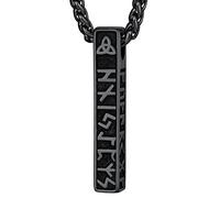 FaithHear Collana Uomo Vichinga Vintage Barra Ciondolo Rune Vichinghe Amuleto del Mito Nordico Collana in Pelle Intrecciata Regalo Compleanno