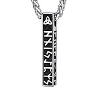 FaithHear Collana Uomo Vichinga Vintage Barra Ciondolo Rune Vichinghe Amuleto del Mito Nordico Collana in Pelle Intrecciata Regalo Compleanno
