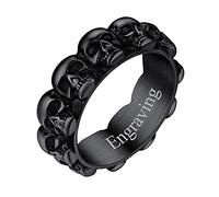 FaithHeart Anello Uomo Cranio Retro Vintage Anello Rapper Punk Hip-hop Rock Biker Argento Nero Oro Stile Antico Cocktail Anello Halloween in Acciaio Inox Misura IT 14-32 Disponibili