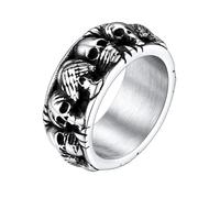 FaithHeart Anello Uomo Non guardare Non dire Non Ascoltare Anello Teschio Halloween Ognissanti Confucianesimo Anello Gotico Hiphop Punk in Acciaio Inox Regalo Compleanno Natale