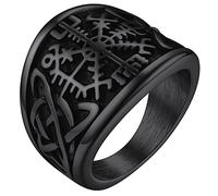 FaithHeart Anello Vichingo da Uomo Bussola Runica Vegvisir Spirito Nautico Amuleto Gioielli Nodo Trinità Celtico in Stile Nordico Anello Figo per Hiphop Punk
