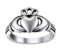 FaithHeart Claddagh Anello Personalizzato Uomo Donna Mani Tenendo il Cuore Fidanzamento Amicizia Placcato Oro/Nero/Acciaio Inox Dimensioni 52-67 Regali di compleanno fortunati Ragazza Ragazzo
