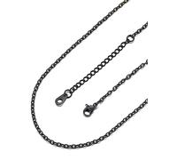 FaithHeart Collana da donna, 2 mm, in argento, oro/oro rosa/nero, in acciaio inox, 35-75 cm, per compleanno, San Valentino, festa della mamma, 55 Zentimeter, Acciaio inossidabile