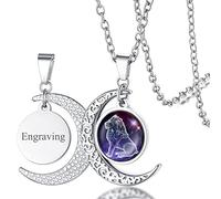 FaithHeart Collana Personalizzata con Segno Zodiacale Leone da Donna Collana con Pendente Mezza Luna in 316L Acciaio Inox Inossidabile Gioielli Oroscopo Portafortuna Regalo di Compleanno